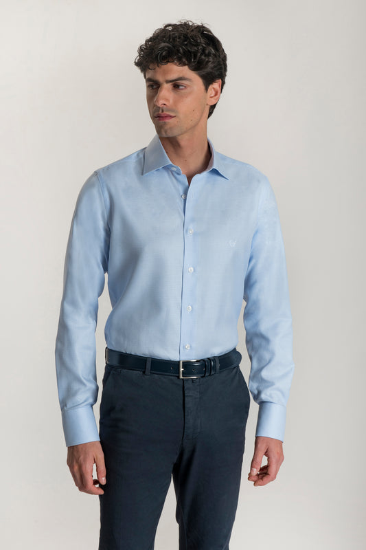 Camicia Collo Italiano Motivo Pied De Poule