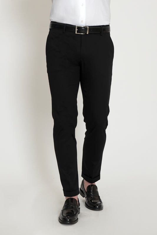 Pantalone Tasca America Nero In Cotone Piquet Stretch