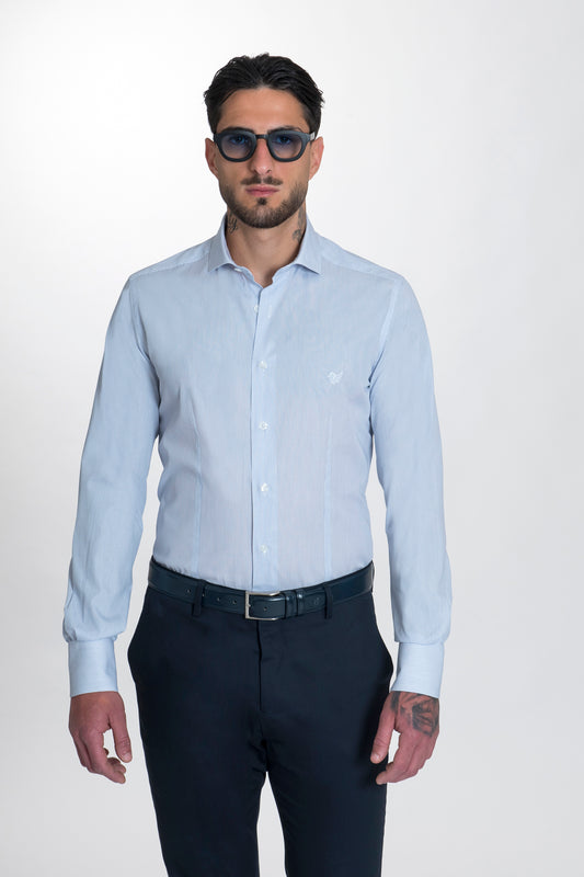 Camicia Millerighe in Cotone Slim Fit