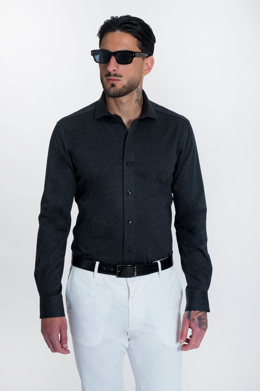 Camicia Comfort Grigia Fantasia 100% Cotone Extrafine